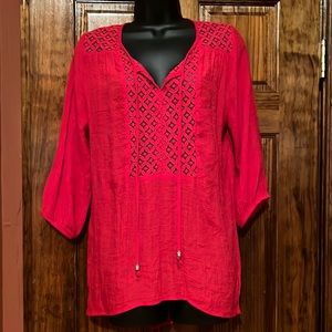 NWOT Red High Low Long Sleeve Tunic
